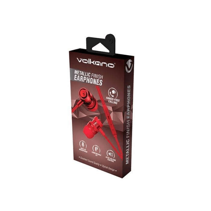 Volkano Alloy Series Earphones with Mic Solid Red VK-1007-SRD