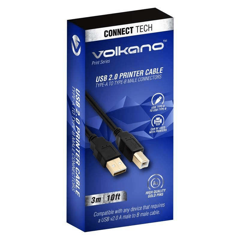 Volkano Print Series Type-A to Type-B Printer Cable 3m VK-20161-BK