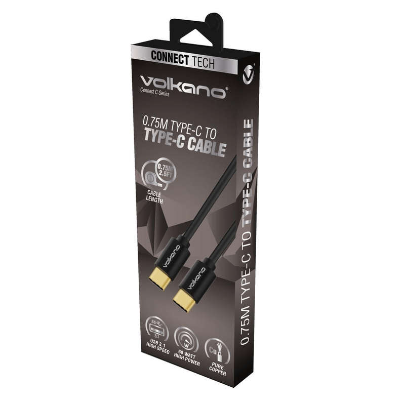 Volkano Connect C Series Type-C to Type-C Cable 0.75m Black VK-20200-BK
