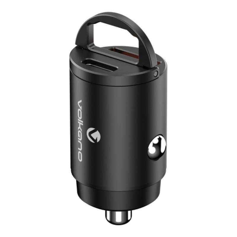 Volkano Obscurix Series 30W PD Dual USB-A and USB-C Ultra Small Car Charger VK-8007-BK
