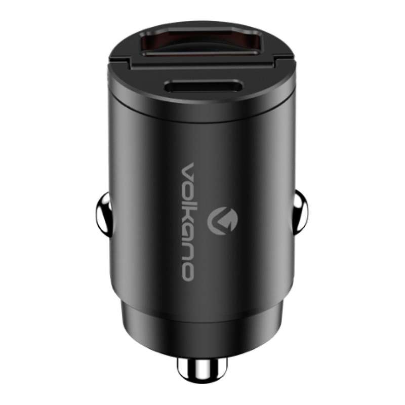 Volkano Obscurix Series 30W PD Dual USB-A and USB-C Ultra Small Car Charger VK-8007-BK