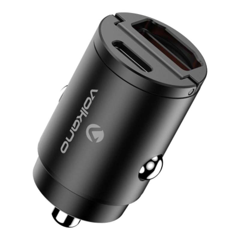 Volkano Obscurix Series 30W PD Dual USB-A and USB-C Ultra Small Car Charger VK-8007-BK