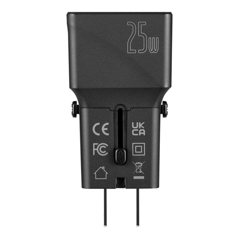 Volkano Globetrotter Series 25W Dual USB + Type-C Mini Travel Adaptor Vk-8028-BK
