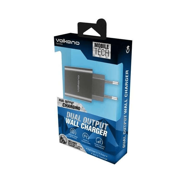 Volkano Cupla Series 3.1A Dual Output Charger Black VK-8041-BK