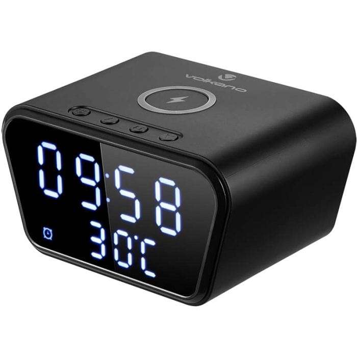 Volkano Awake Series Alarm Clock with Wireless Charging Black VK-8250-BK