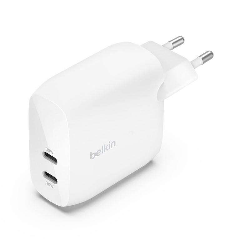 Belkin BoostCharge Pro 60W Dual-port USB Type-C with PPS Wall Charger White WCB010VFWH