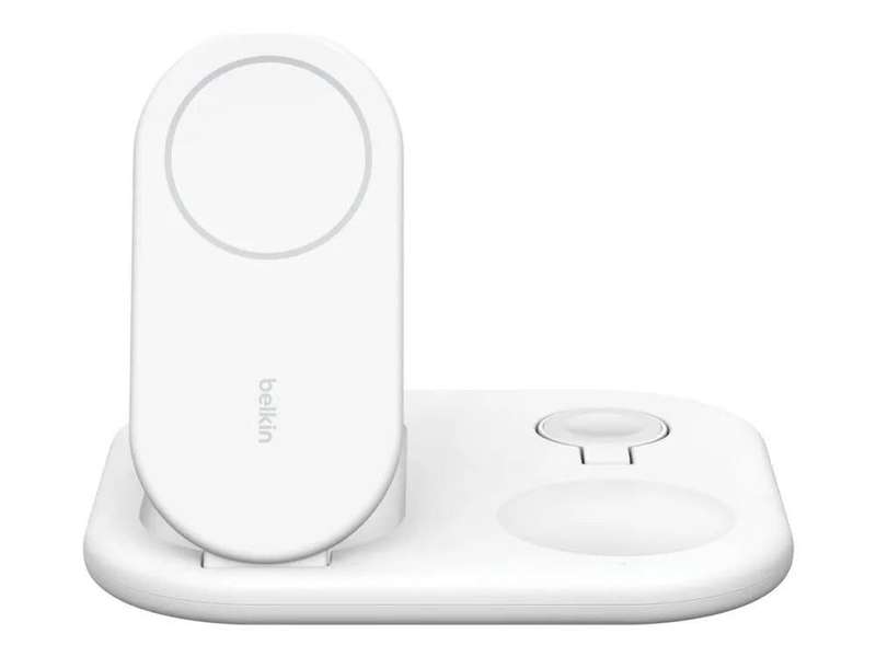 Belkin BoostCharge 15W Magnetic Foldable 3-in-1 Wireless Charging Station with Qi2 - White WIZ029...