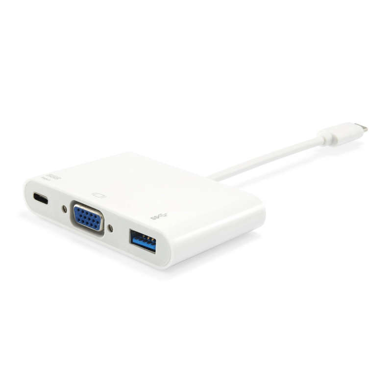 Equip USB Type C to VGA Female/USB A Female/PD Adapter 133462