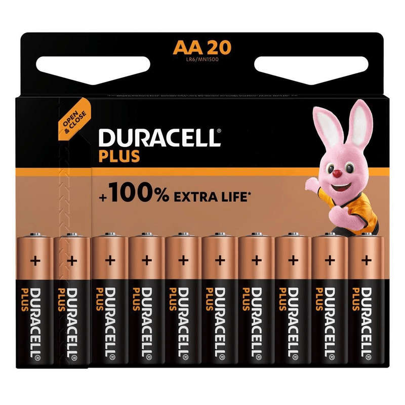 Duracell Plus AA Alkaline Batteries 20-pack x10 141063