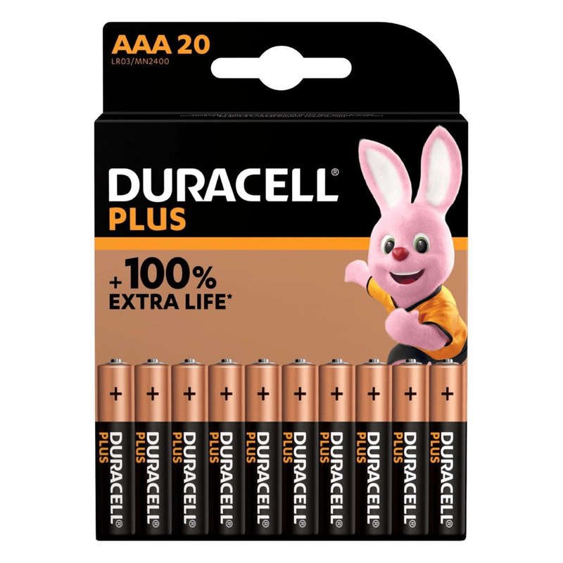 Duracell Plus AAA Alkaline Batteries 20-pack x10 141094