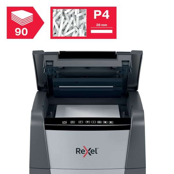 Rexel Optimum AutoFeed+ 90X Automatic Cross Cut P4 Paper Shredder 301411