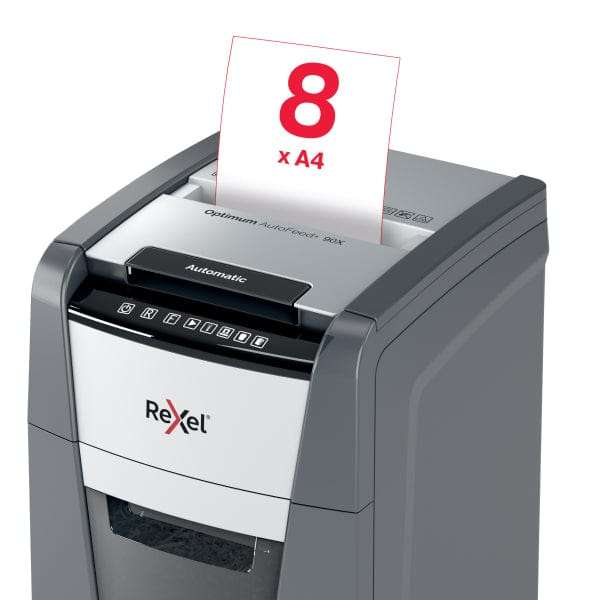 Rexel Optimum AutoFeed+ 90X Automatic Cross Cut P4 Paper Shredder 301411