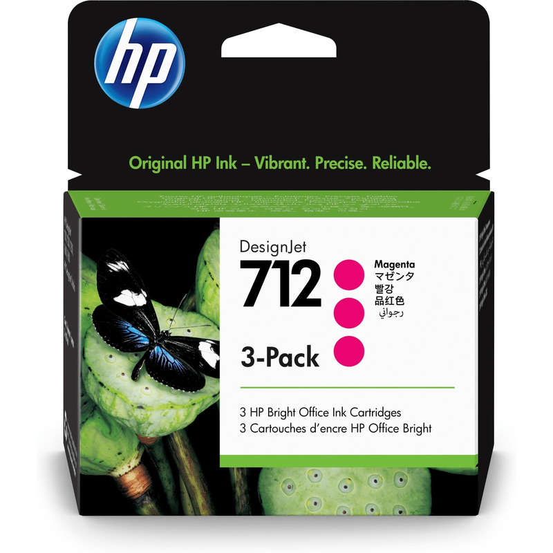 HP 712 29-ml Magenta DesignJet Ink Cartridge 3ED78A 3-pack