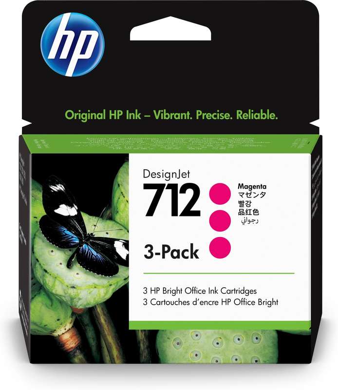 HP 712 29-ml Magenta DesignJet Ink Cartridge 3ED78A 3-pack