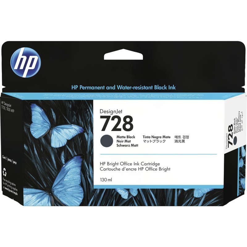 HP 728 Matte Black Printer Ink Cartridge Original 3WX25A Single-pack