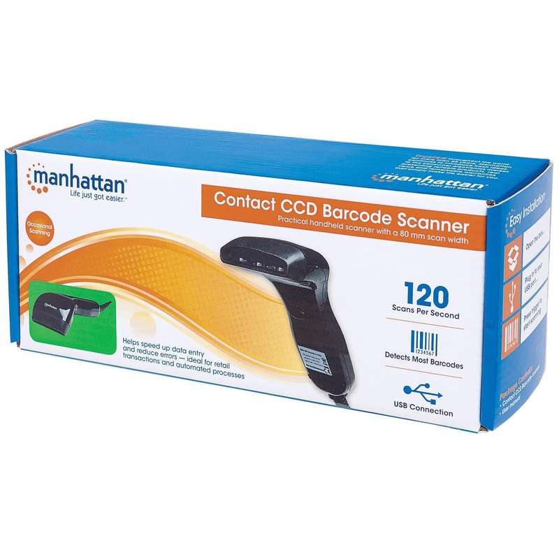 Manhattan 152cm Contact CCD Handheld Barcode Scanner USB 80mm Scan Width 401517