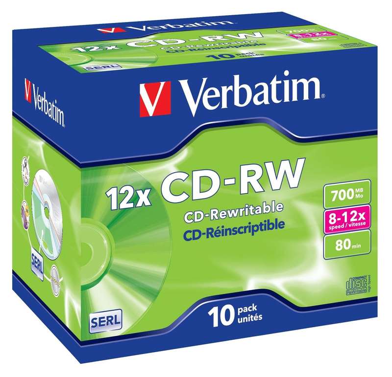 Verbatim 700MB CD-RW 12x Speed 10-pack Jewel Case 43148