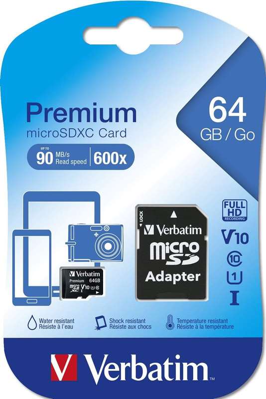 Verbatim Premium Memory Card 64GB MicroSDXC Class 10