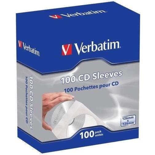 Verbatim CD/DVD Sleeves With Clear Window 100-Pack 49976