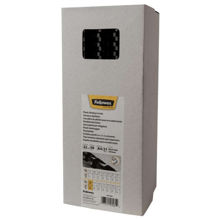 Fellowes 22mm Plastic Binding Combs Black 5348103