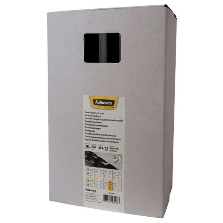 Fellowes 38mm Plastic Binding Combs Black 5349702