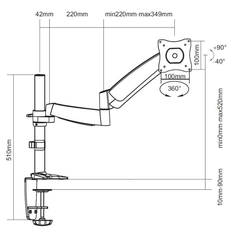 Equip 13-inch to 27-inch Articulating Monitor Desk Mount Bracket 650112