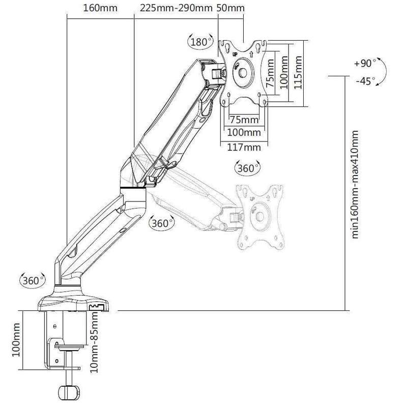 Equip 13-inch to 27-inch Interactive Monitor Desk Mount Bracket 650120