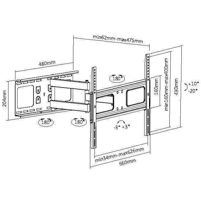 Equip 37-inch to 70-inch Articulating TV Wall Mount Bracket 650316