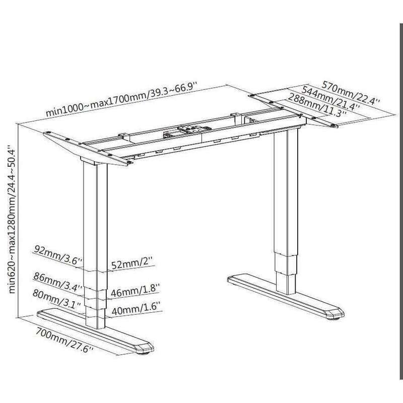 Equip ERGO Electric Sit-Stand Desk Frame Dual Motor Black 650805