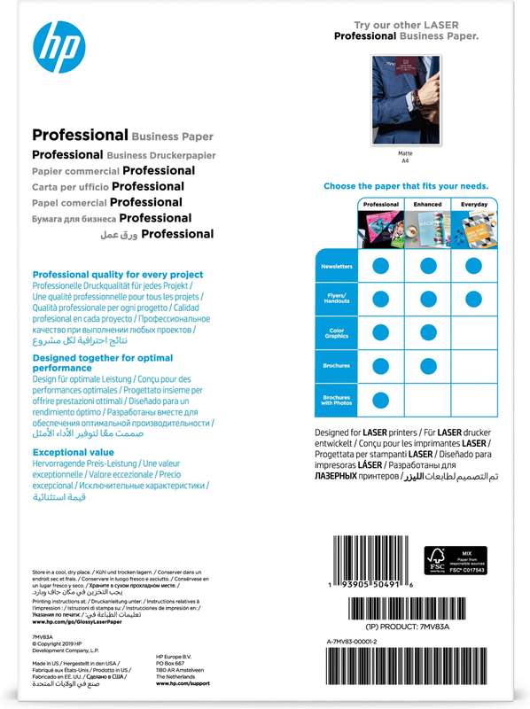 HP Professional Laser Glossy FSC Paper 200gsm 150 Sht/A4/210 x 297mm Printing Paper A4 (210x297mm...