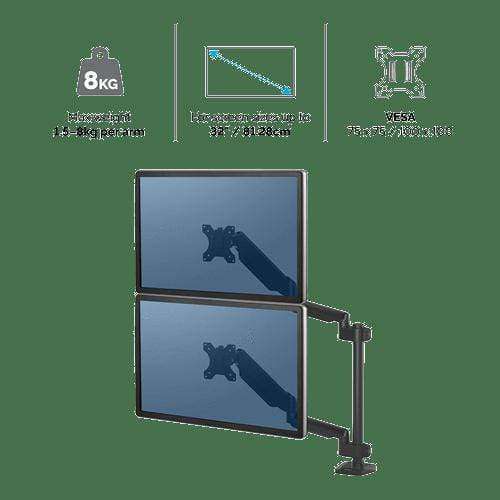 Fellowes Platinum Series Dual Stacking Monitor Arm Black 8043401