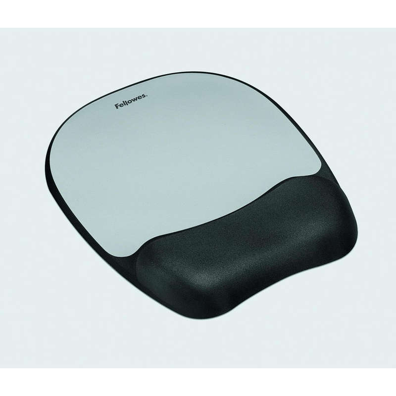 Fellowes Memory Foam Mousepad Wrist Support Silver Streak 9175801
