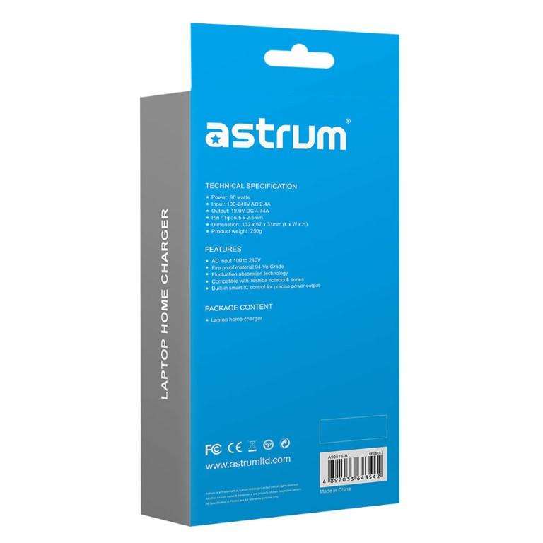 Astrum CL760 Notebook Charger Home TOSHIBA 90W A90576-B
