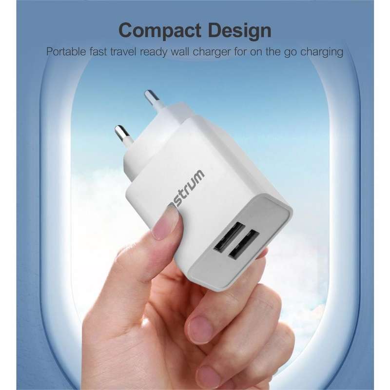 Astrum Pro Dual U24 12W 2.4A USB Wall Charger Black A92624EB