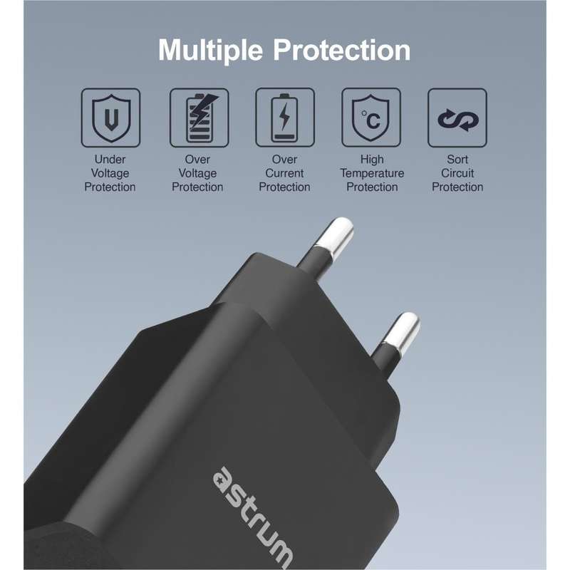 Astrum Pro Dual U24 12W 2.4A USB Wall Charger with Micro USB Cable White A92625EW