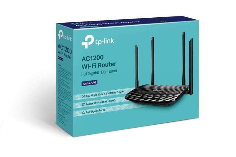 TP-Link Archer A6 AC1200 Wi-Fi 5 Wireless Router Dual-band 2.4GHz and 5GHz Gigabit Ethernet Black