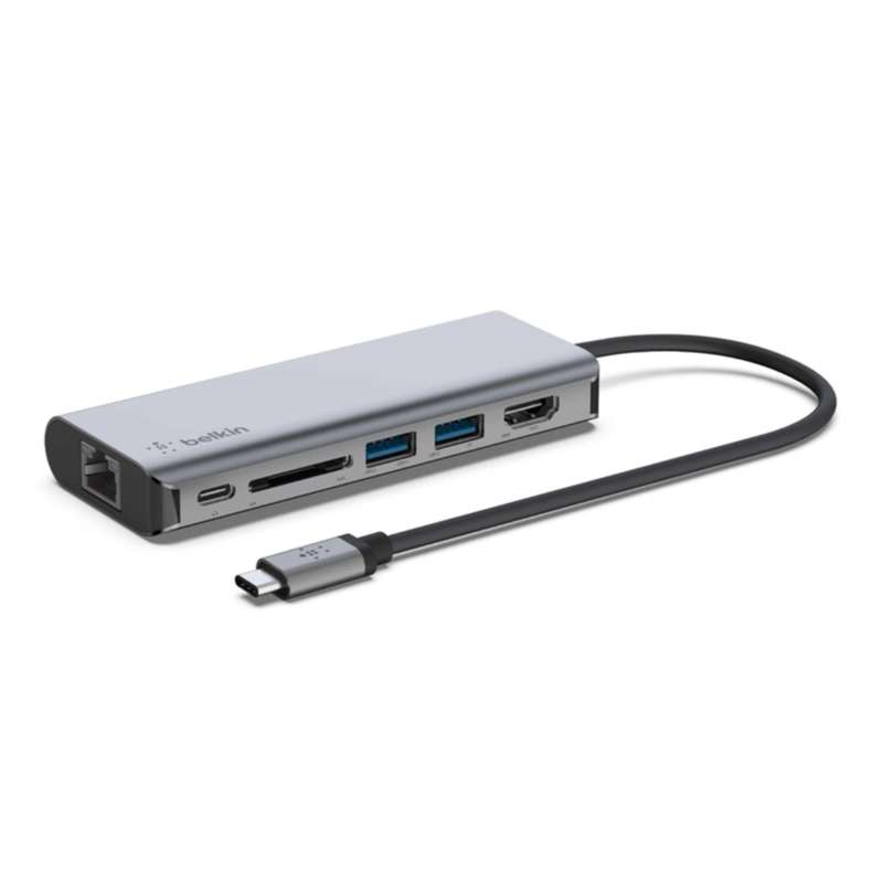 Belkin Connect USB-C 6-in-1 Multiport Adapter Silver AVC008BTSGY