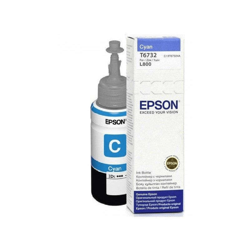 Epson T6732 Bottle 70-ml Photo Cyan Standard Yield Printer Ink Cartridge Original C13T67324A Sing...