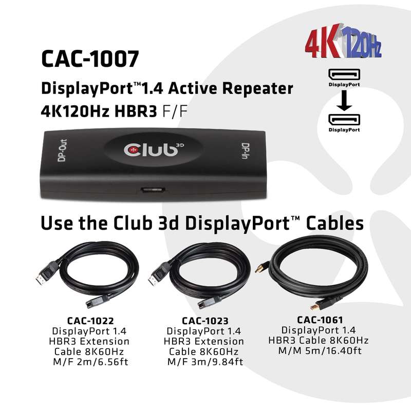 Club 3D CAC-1007 DisplayPort 1.4 Active Repeater