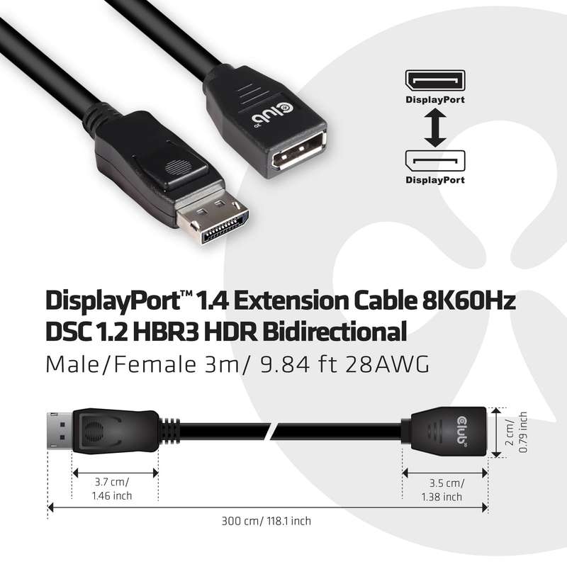 Club 3D DisplayPort 1.4 Extension Cable CAC-1023