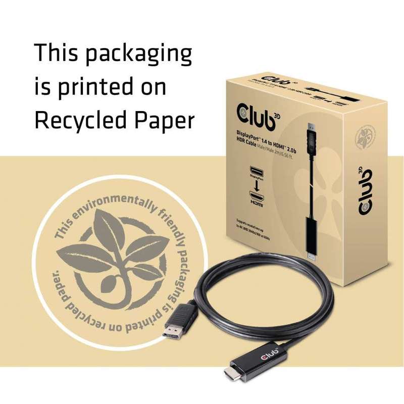 Club 3D DisplayPort 1.4 to HDMI 2m Cable CAC-1082