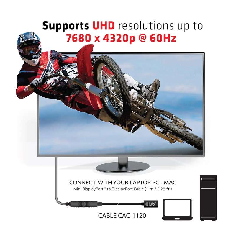 Club 3D Mini DisplayPort 1.4 to DisplayPort Extension Cable CAC-1120