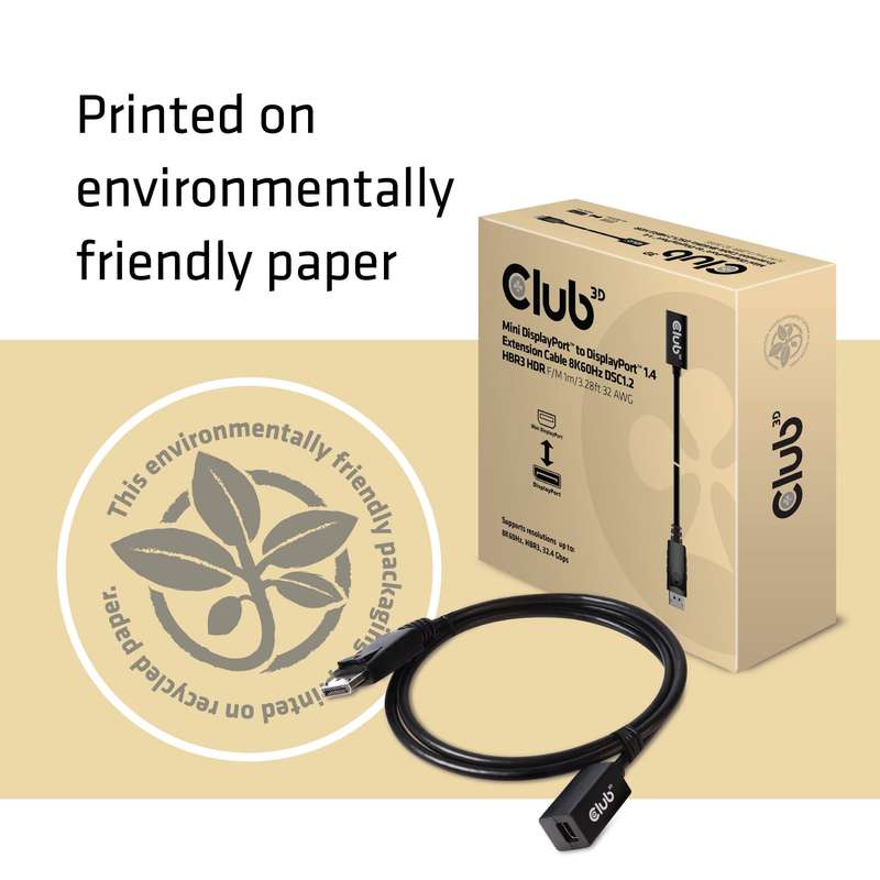 Club 3D Mini DisplayPort 1.4 to DisplayPort Extension Cable CAC-1120