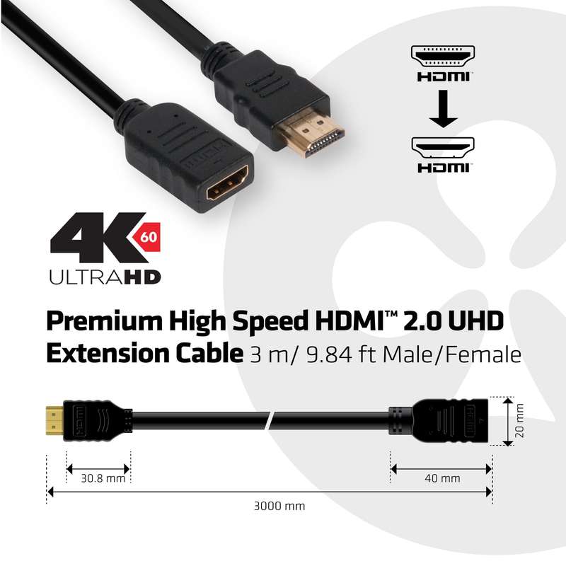 Club 3D CAC-1321 3m 2.0 Premium High Speed 4K 60Hz Extension Cable
