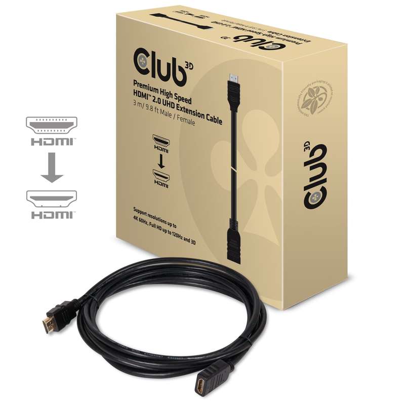 Club 3D CAC-1321 3m 2.0 Premium High Speed 4K 60Hz Extension Cable