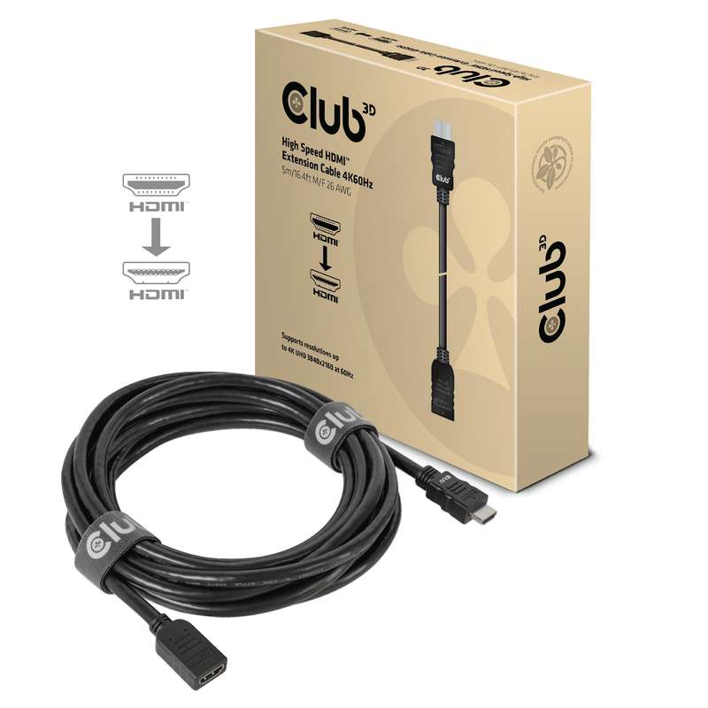 Club 3D CAC-1325 5m High Speed HDMI 4K 60Hz Extension Cable M/F