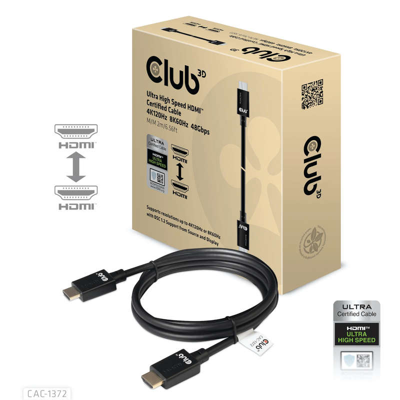 Club 3D CAC-1372 2m Ultra High Speed HDMI 2.1 10K 120Hz M/M Cable