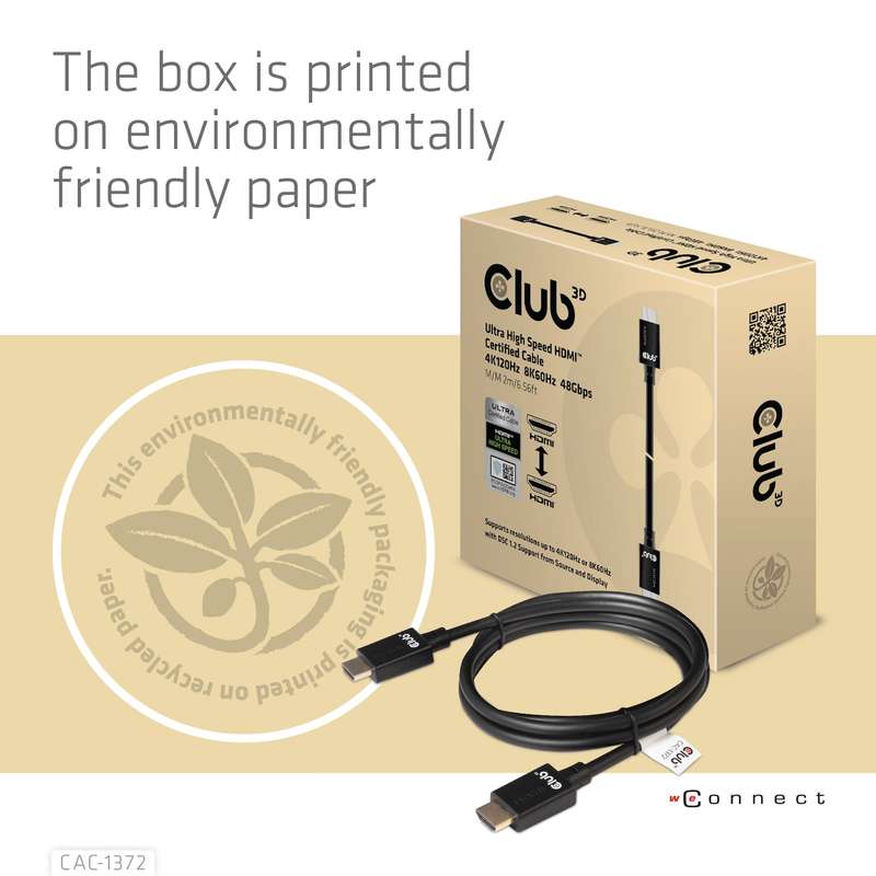 Club 3D CAC-1372 2m Ultra High Speed HDMI 2.1 10K 120Hz M/M Cable