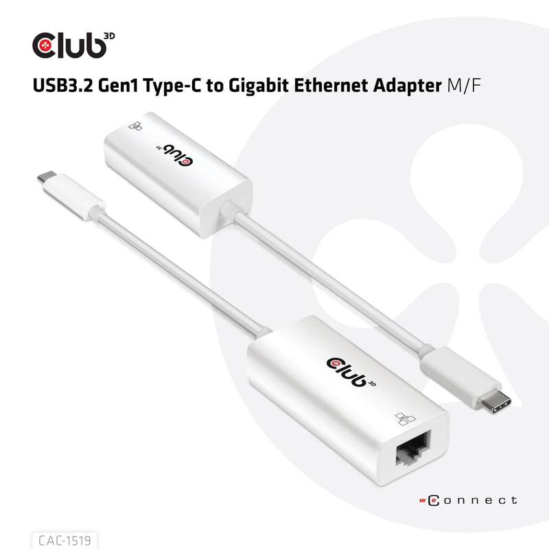 Club 3D CAC-1519 USB3.2 Gen1 Type-C to Gigabit Ethernet Adapter M/F