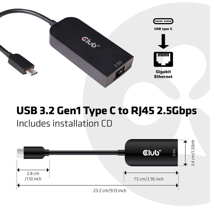 Club 3D Type-C to RJ45 2.5Gbps Adapter CAC-1520